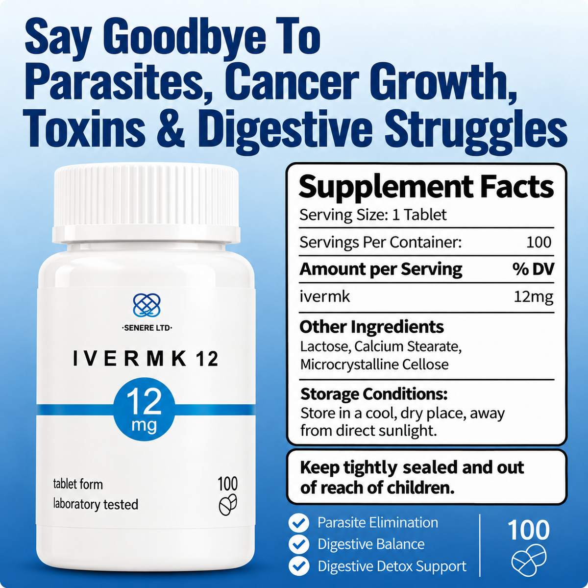 Ivermk 12mg 100 Tablets